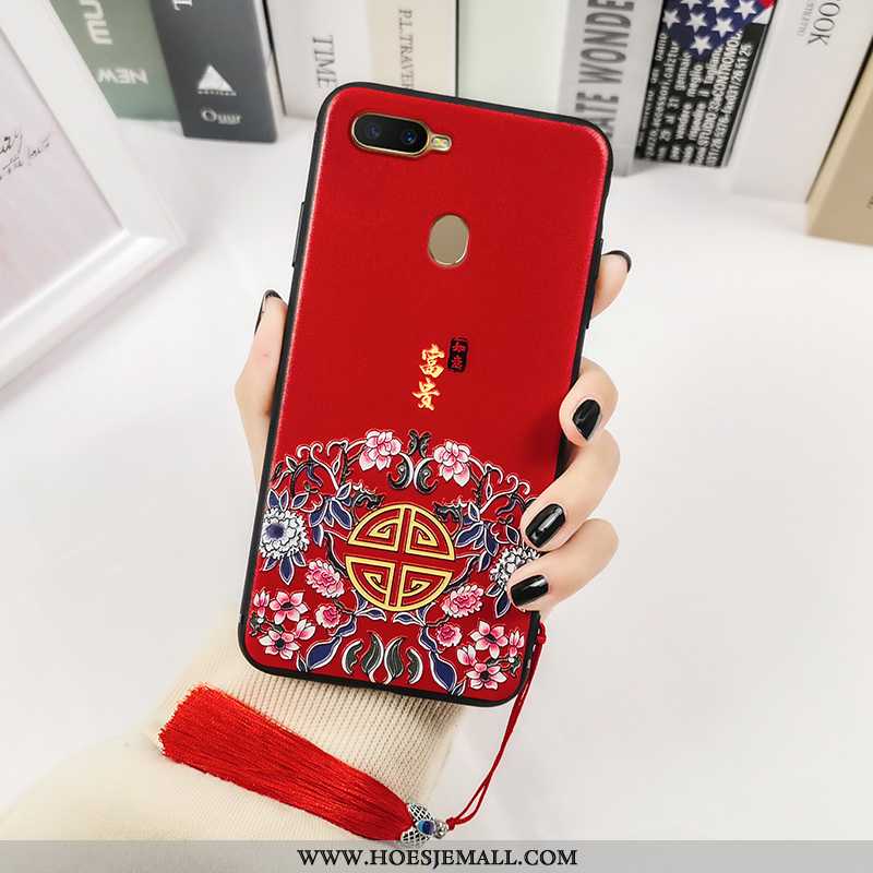 Hoes Oppo Ax7 Vintage Trend Hoesje Persoonlijk Print Mobiele Telefoon Rood