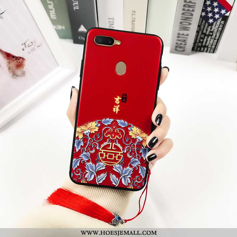 Hoes Oppo Ax7 Vintage Trend Hoesje Persoonlijk Print Mobiele Telefoon Rood