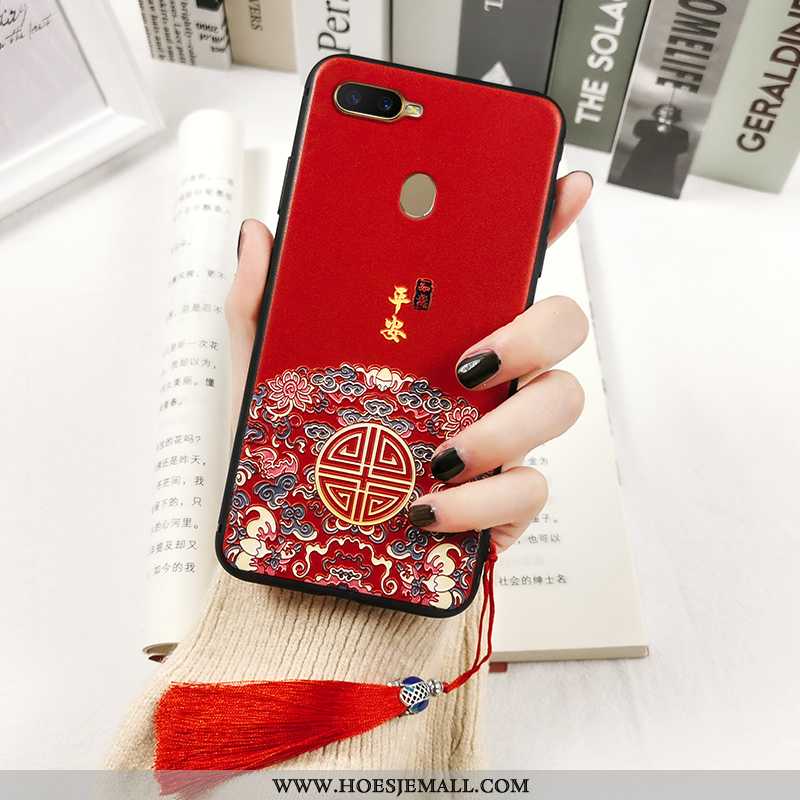 Hoes Oppo Ax7 Vintage Trend Hoesje Persoonlijk Print Mobiele Telefoon Rood