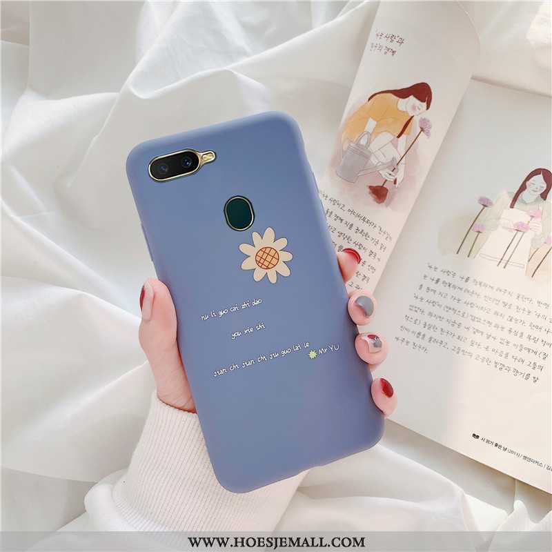 Hoesje Oppo Ax7 Bescherming Schrobben Blauw Zacht Eenvoudige Hoes Blauwe