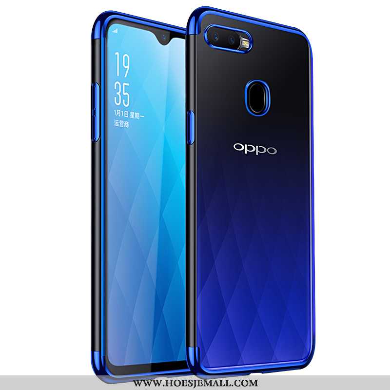 Hoesje Oppo Ax7 Doorzichtig Trend Mobiele Telefoon Blauw Siliconen Hoes Blauwe
