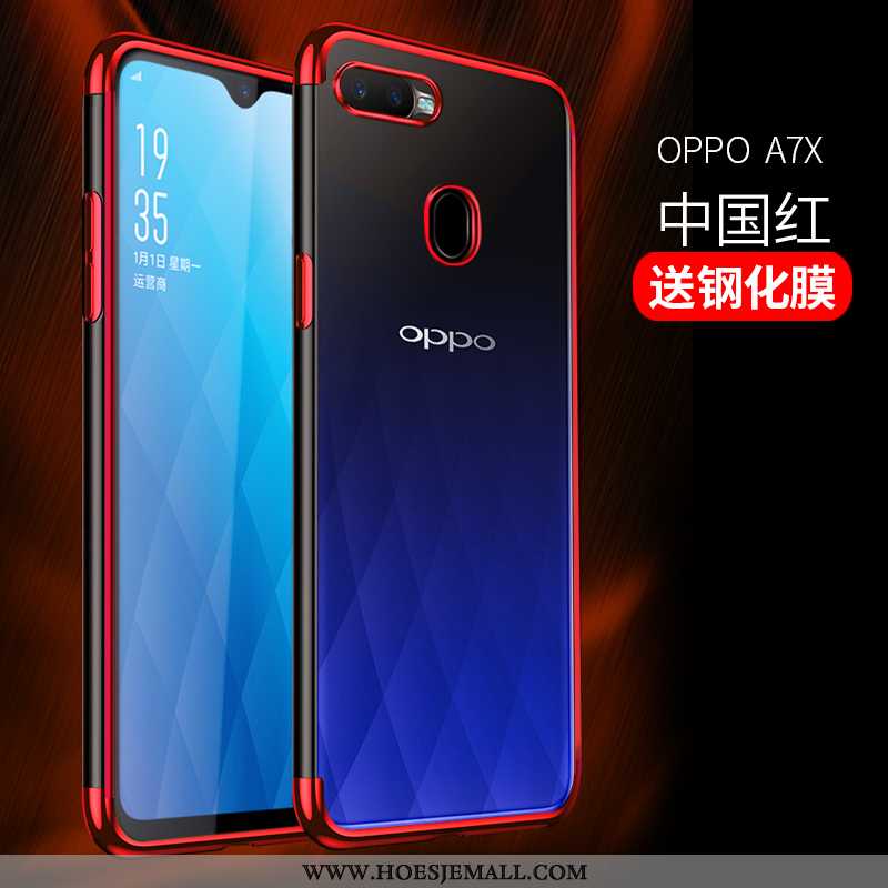 Hoesje Oppo Ax7 Doorzichtig Trend Mobiele Telefoon Blauw Siliconen Hoes Blauwe