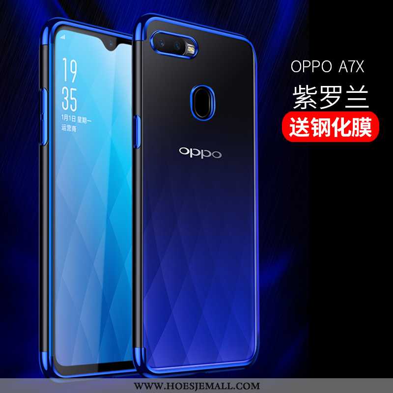 Hoesje Oppo Ax7 Doorzichtig Trend Mobiele Telefoon Blauw Siliconen Hoes Blauwe