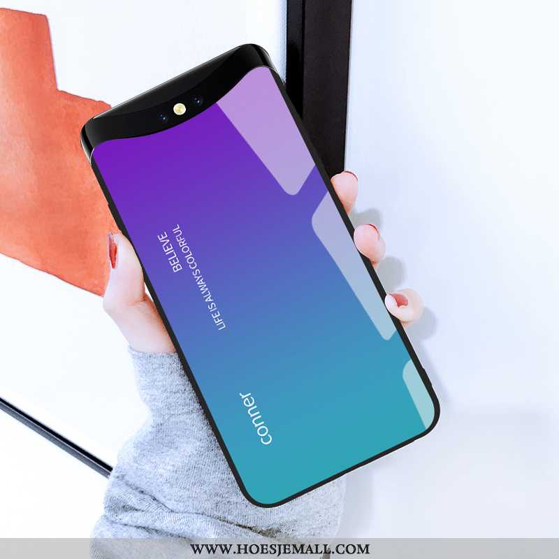 Hoes Oppo Find X Spotprent Mooie Super Glas Scheppend Zwart Nieuw Zwarte