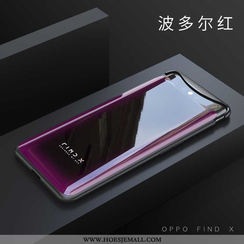 Hoes Oppo Find X Zacht Bescherming Hard Mobiele Telefoon Glas Net Red Hoesje Zwarte