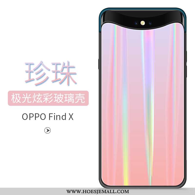 Hoes Oppo Find X Trend Glas Gemeenschappelijk Anti-fall Verloop Rood Hoesje