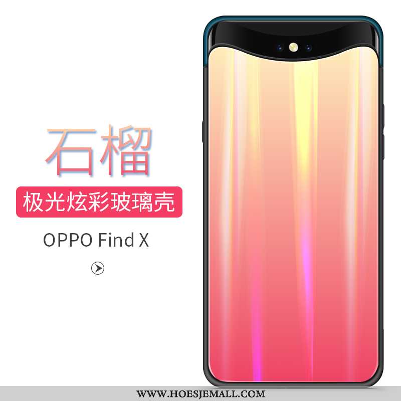 Hoes Oppo Find X Trend Glas Gemeenschappelijk Anti-fall Verloop Rood Hoesje