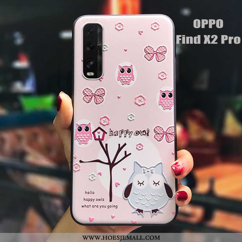 Hoesje Oppo Find X2 Pro Mooie Trend Anti-fall Spotprent Persoonlijk Mini Vers Roze