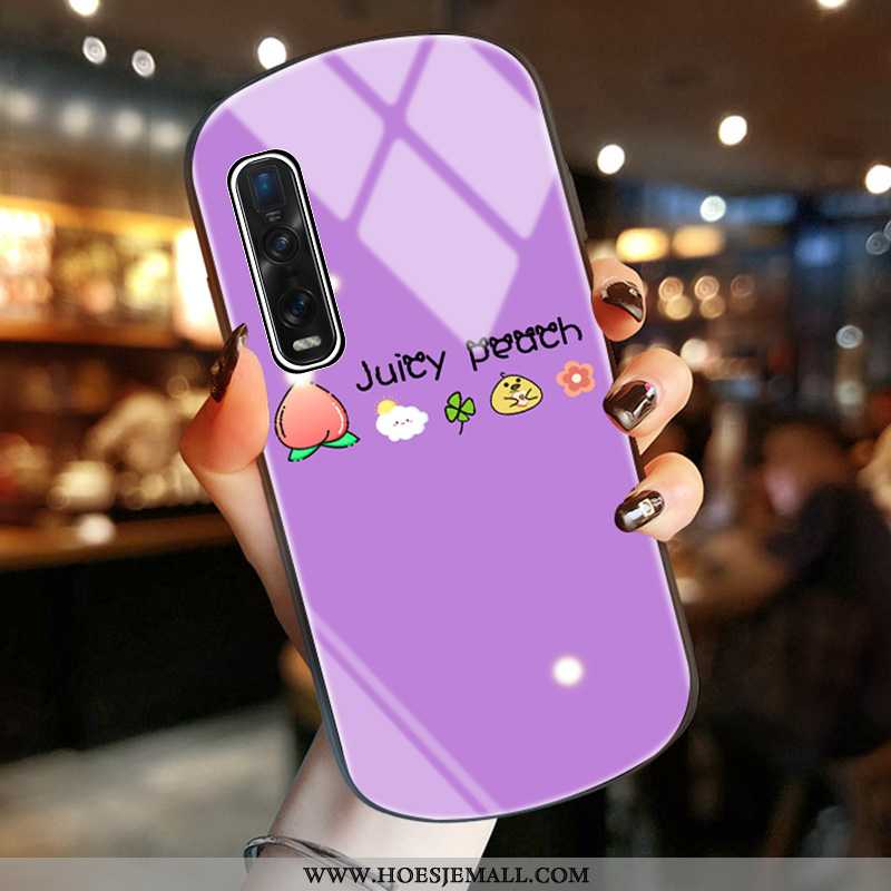 Hoesje Oppo Find X2 Pro Glas Bescherming Purper Roze Koe Rondje