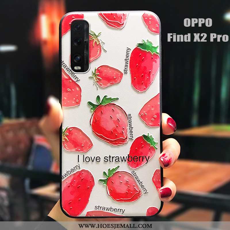 Hoesje Oppo Find X2 Pro Persoonlijk Scheppend Antislip Mobiele Telefoon Schrobben Trend Rood