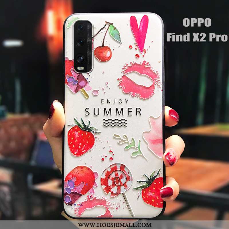 Hoesje Oppo Find X2 Pro Persoonlijk Scheppend Antislip Mobiele Telefoon Schrobben Trend Rood