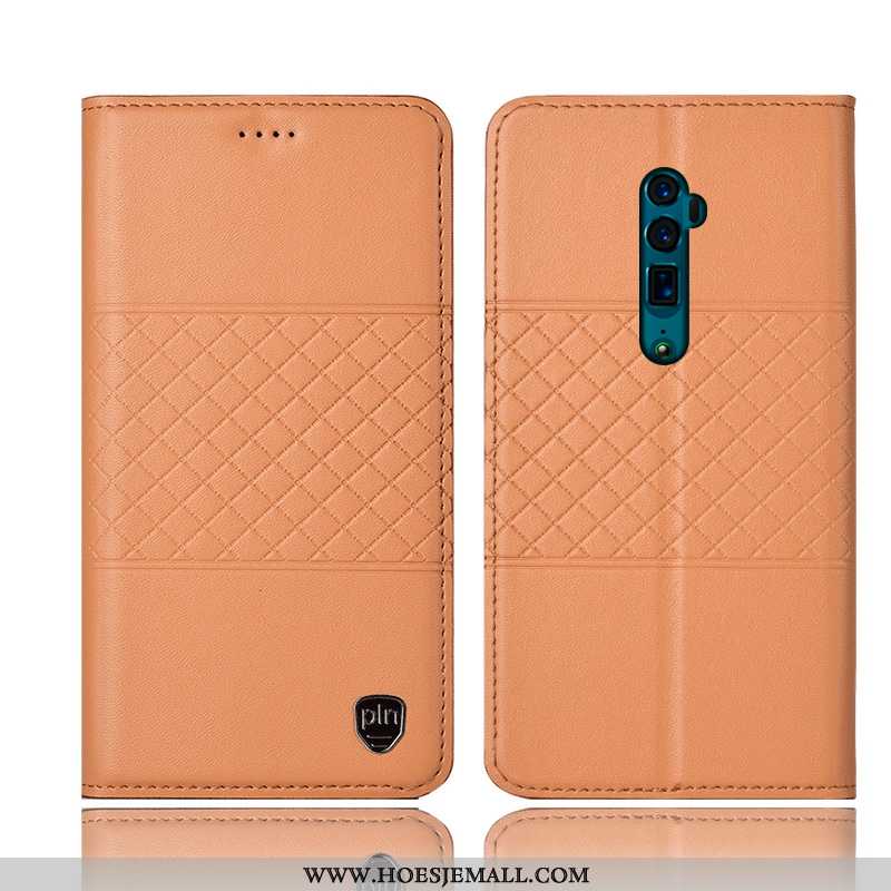 Hoesje Oppo Reno 10x Zoom Echt Leer Bescherming All Inclusive Anti-fall Hoes Mobiele Telefoon Geel