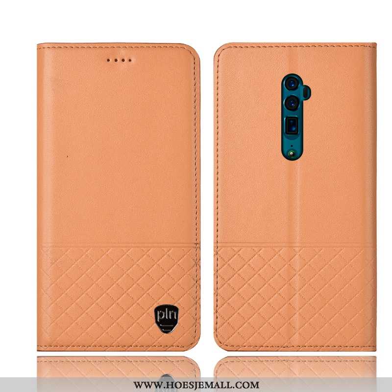 Hoes Oppo Reno 10x Zoom Bescherming Echt Leer Hoesje Zwart Anti-fall Mobiele Telefoon Zwarte