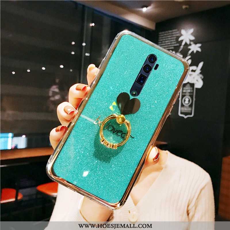 Hoesje Oppo Reno 10x Zoom Siliconen Zacht Plating Groen Liefde Anti-fall