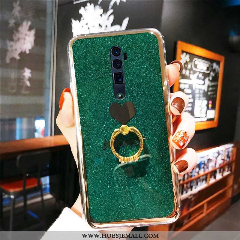 Hoesje Oppo Reno 10x Zoom Siliconen Zacht Plating Groen Liefde Anti-fall