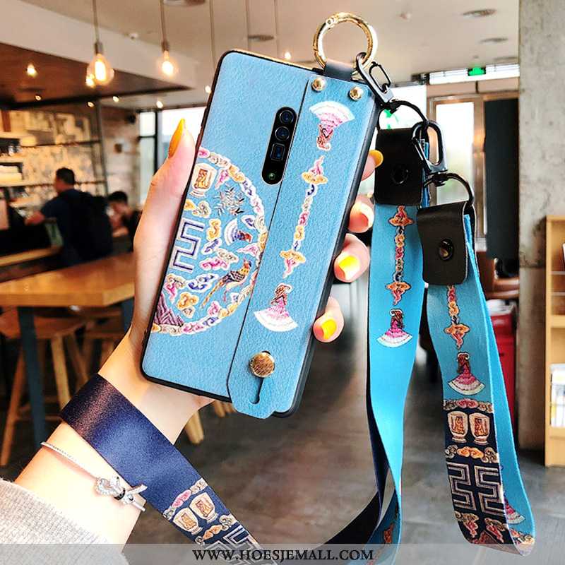 Hoes Oppo Reno 10x Zoom Siliconen Hanger Hoge Trend Blauw Hoesje Chinese Stijl Blauwe