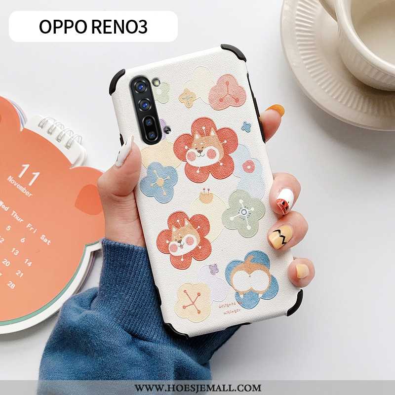 Hoesje Oppo Reno 3 Super Dun Mooie Zijde Mini Siliconen Kat Blauwe