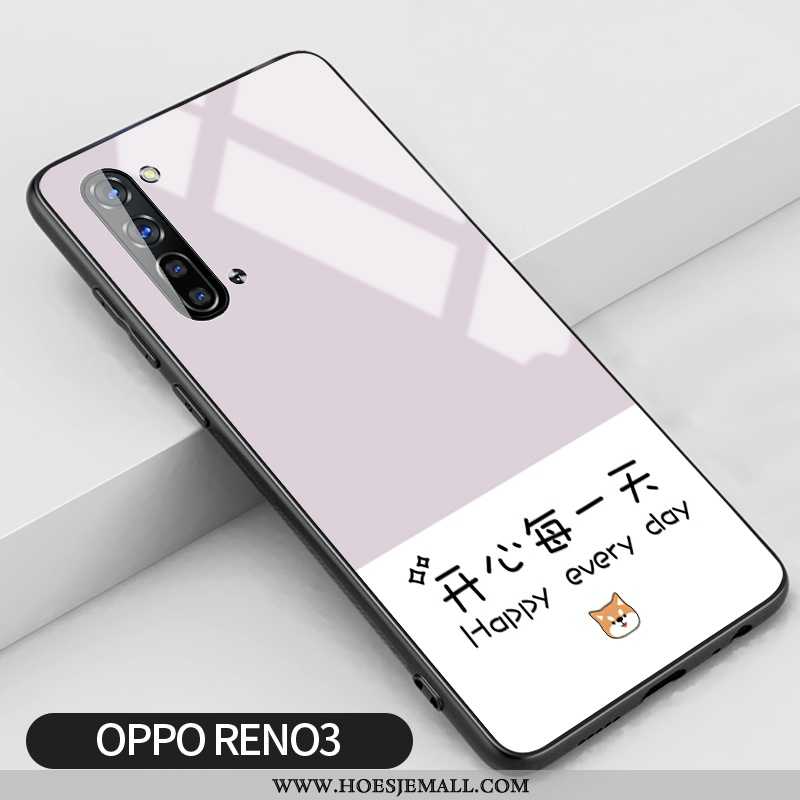 Hoesje Oppo Reno 3 Trend Siliconen Glas Bescherming Scheppend Vers Hoes Roze