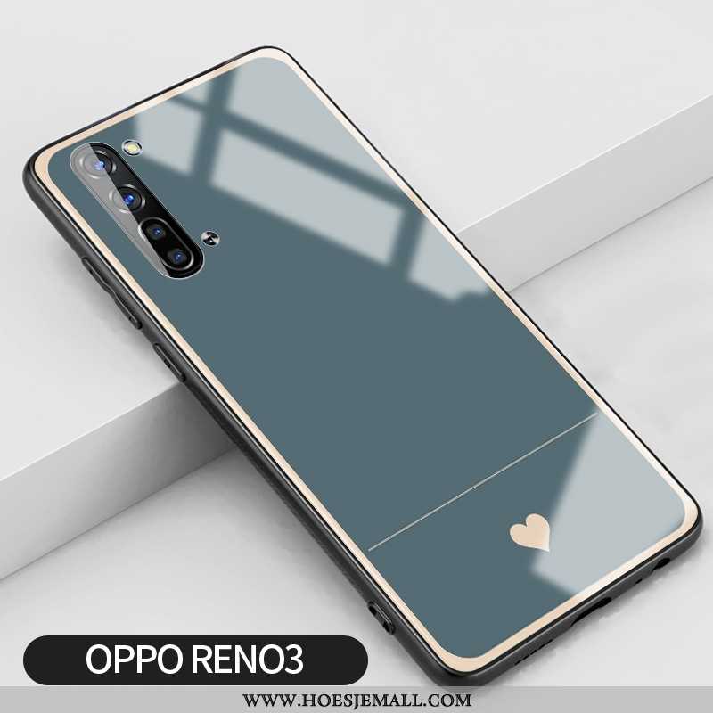 Hoes Oppo Reno 3 Glas Siliconen Bescherming Mini Lovers Licht Grijs