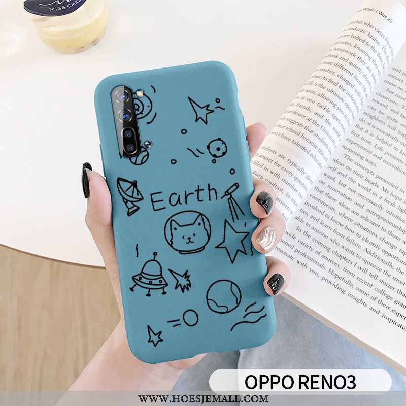 Hoesje Oppo Reno 3 Siliconen Bescherming Ster Persoonlijk Scheppend Mobiele Telefoon Groen