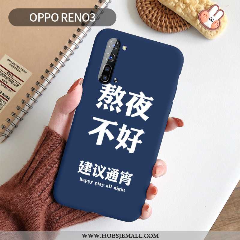 Hoesje Oppo Reno 3 Persoonlijk Scheppend Blauw Bescherming Net Red Mobiele Telefoon Hoes Blauwe