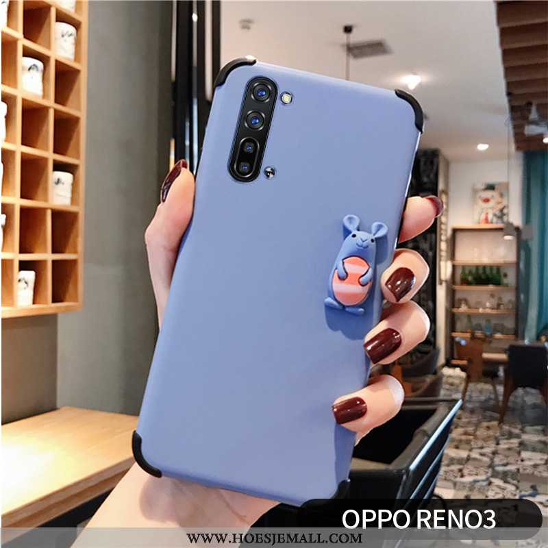 Hoes Oppo Reno 3 Spotprent Patroon Bescherming Blauw Rat Lovers Nieuw Blauwe