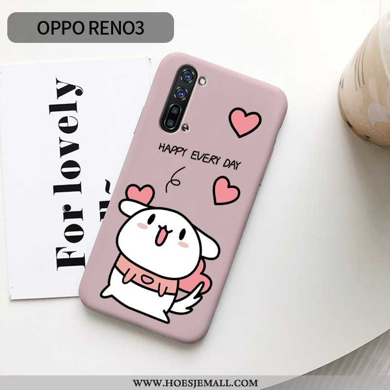 Hoes Oppo Reno 3 Dun Zacht Net Red Scheppend Liefde Mooie Mini Roze