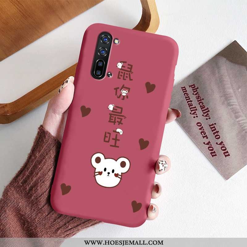 Hoes Oppo Reno 3 Bescherming Mode Rat Dun Anti-fall Mini Eenvoudige Rood