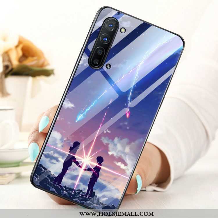 Hoesje Oppo Reno 3 Glas Hoes Mobiele Telefoon Blauw Blauwe