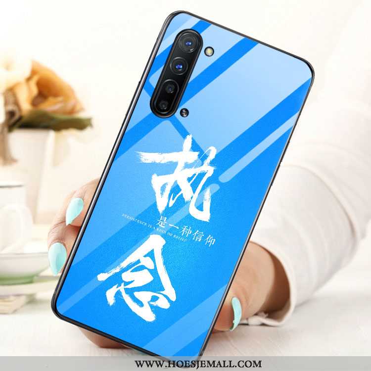 Hoesje Oppo Reno 3 Glas Hoes Mobiele Telefoon Blauw Blauwe