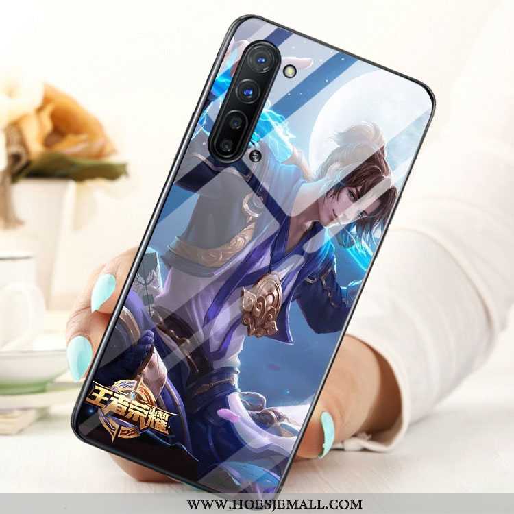 Hoesje Oppo Reno 3 Glas Hoes Mobiele Telefoon Blauw Blauwe