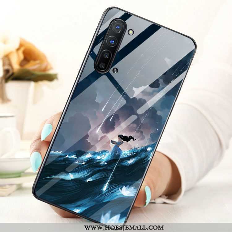 Hoesje Oppo Reno 3 Glas Hoes Mobiele Telefoon Blauw Blauwe