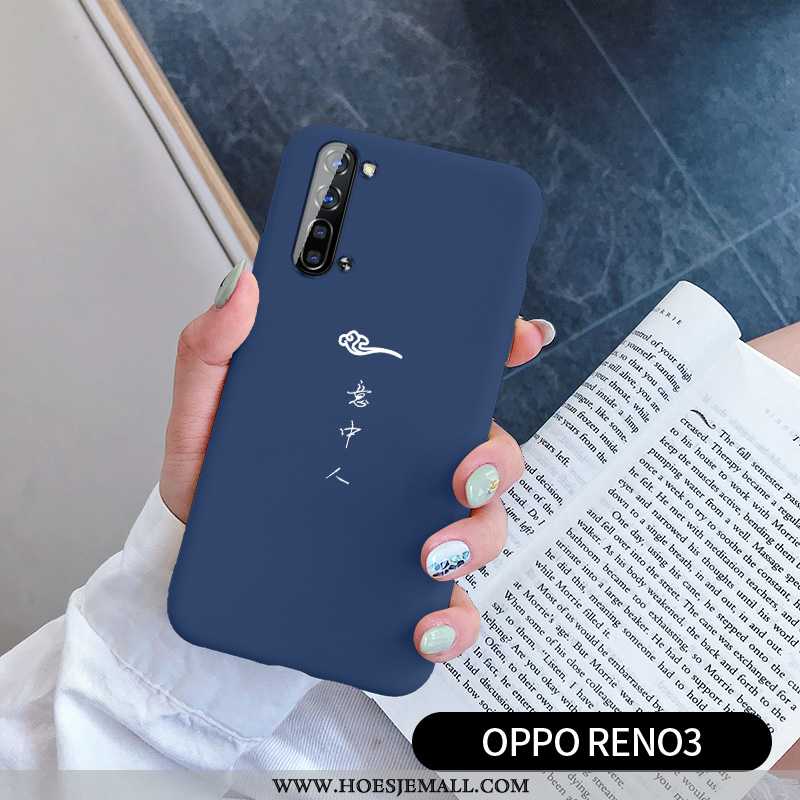 Hoesje Oppo Reno 3 Trend Siliconen Lovers Anti-fall Blauw All Inclusive Persoonlijk Blauwe