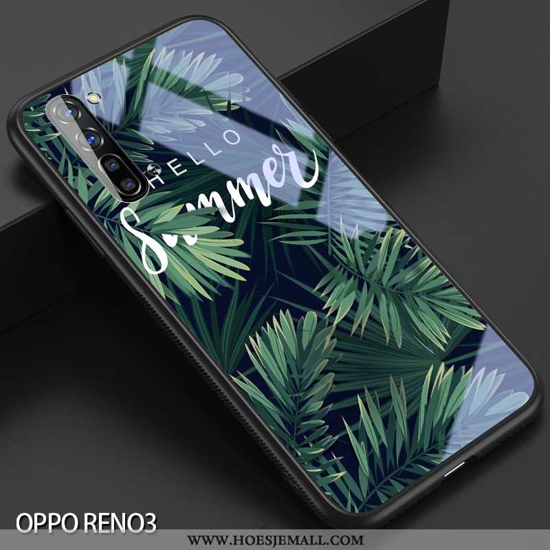 Hoes Oppo Reno 3 Scheppend Siliconen Eenvoudige Net Red Vers Groen Glas