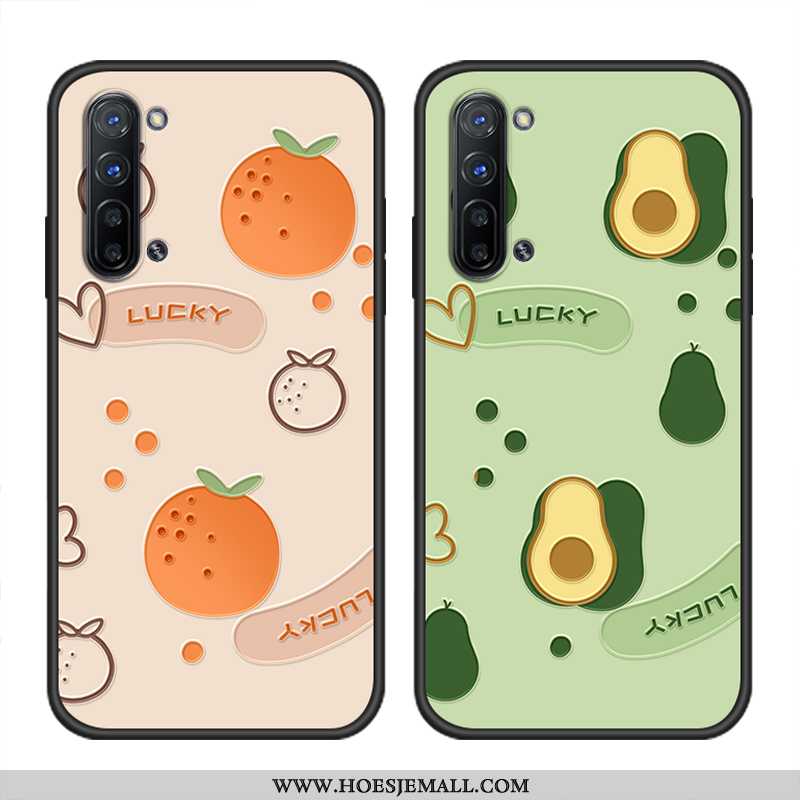 Hoes Oppo Reno 3 Siliconen Bescherming Hoesje Fruit Zacht Trend Reliëf Groen