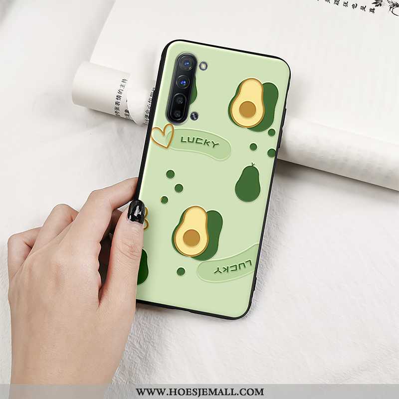 Hoes Oppo Reno 3 Siliconen Bescherming Hoesje Fruit Zacht Trend Reliëf Groen