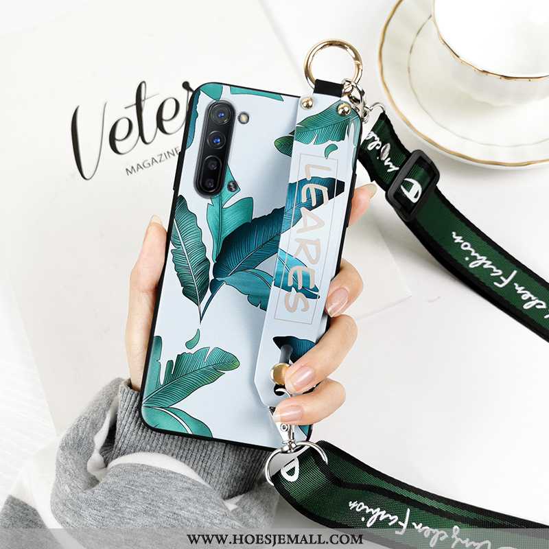 Hoes Oppo Reno 3 Trend Zacht Hoesje All Inclusive Hanger Mini Blad Groen