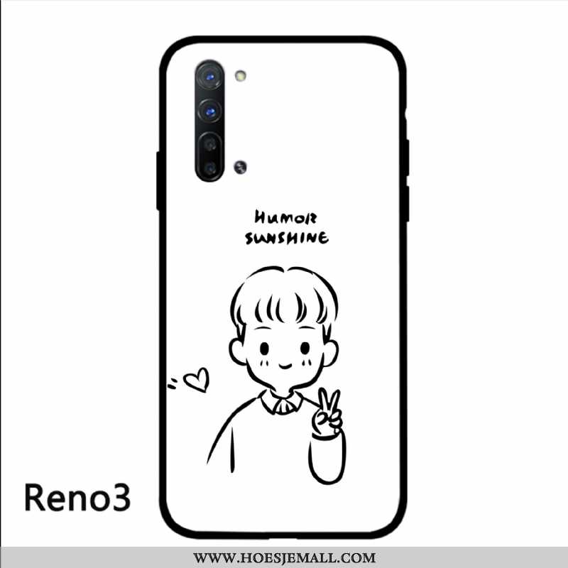 Hoesje Oppo Reno 3 Persoonlijk Scheppend Bescherming Glas Mobiele Telefoon Kunst Eenvoudige Witte