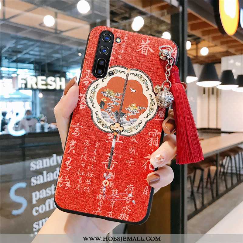 Hoesje Oppo Reno 3 Super Dun Bescherming Scheppend Zacht Net Red Siliconen Rood