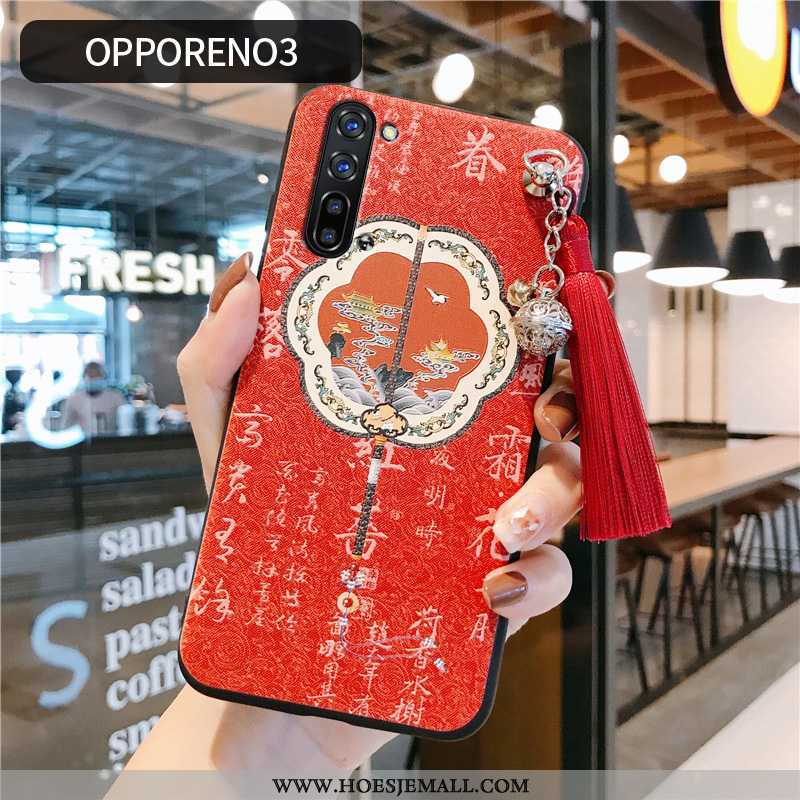 Hoesje Oppo Reno 3 Super Dun Bescherming Scheppend Zacht Net Red Siliconen Rood