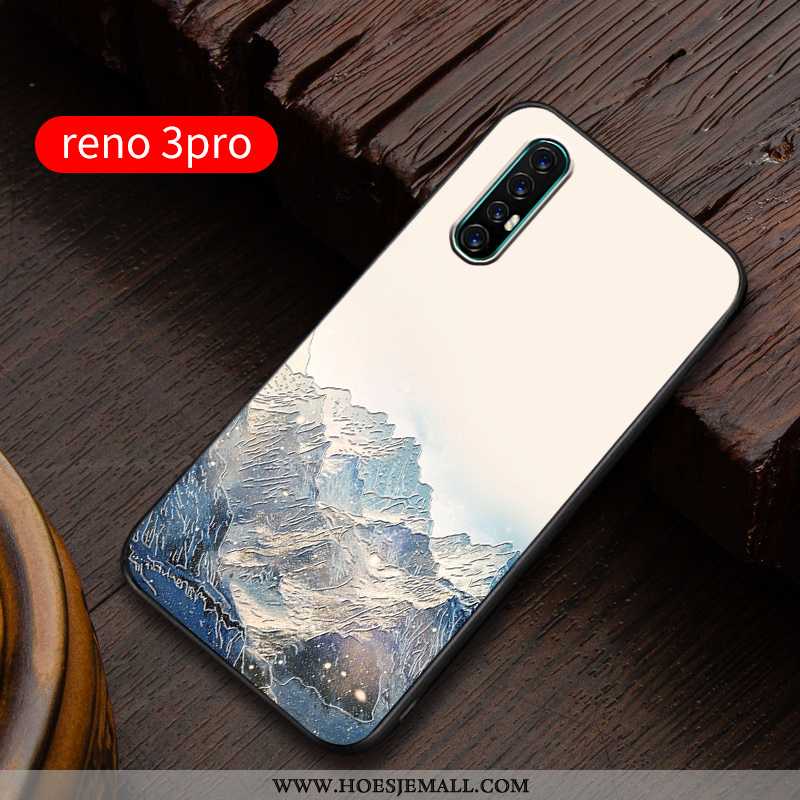 Hoesje Oppo Reno 3 Pro Super Dun Siliconen All Inclusive Reliëf Persoonlijk Scheppend Blauwe