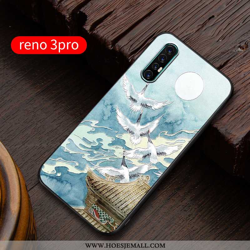 Hoesje Oppo Reno 3 Pro Super Dun Siliconen All Inclusive Reliëf Persoonlijk Scheppend Blauwe