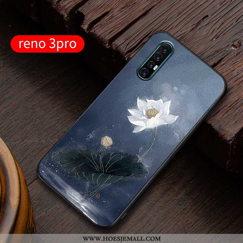 Hoesje Oppo Reno 3 Pro Super Dun Siliconen All Inclusive Reliëf Persoonlijk Scheppend Blauwe