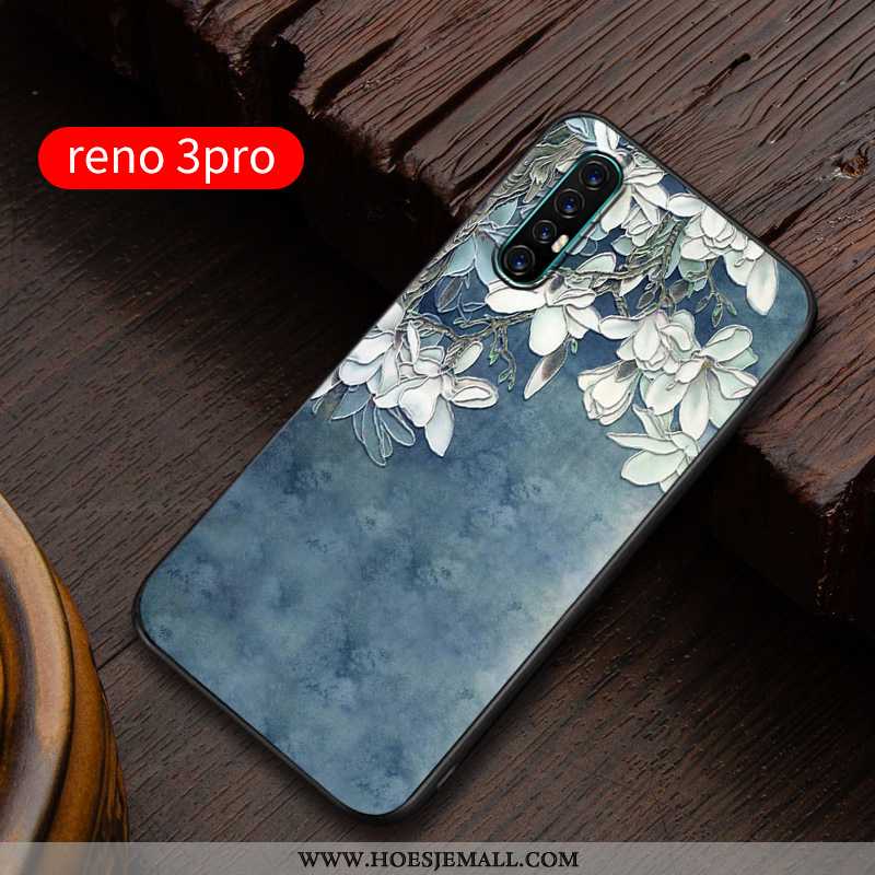 Hoesje Oppo Reno 3 Pro Super Dun Siliconen All Inclusive Reliëf Persoonlijk Scheppend Blauwe