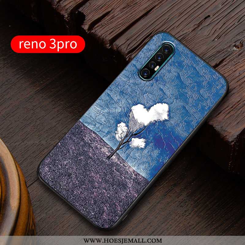 Hoesje Oppo Reno 3 Pro Super Dun Siliconen All Inclusive Reliëf Persoonlijk Scheppend Blauwe