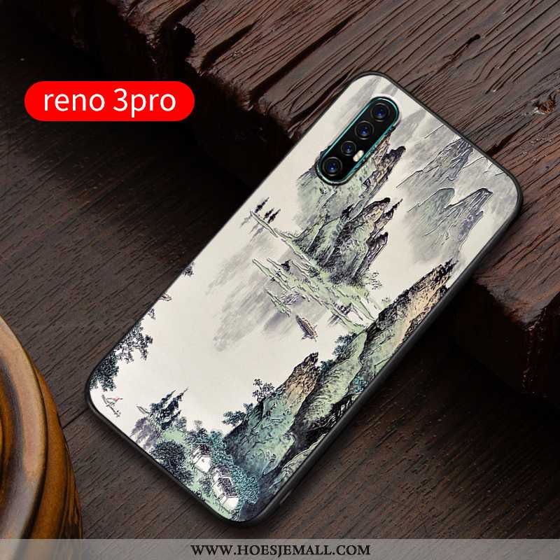 Hoesje Oppo Reno 3 Pro Super Dun Siliconen All Inclusive Reliëf Persoonlijk Scheppend Blauwe