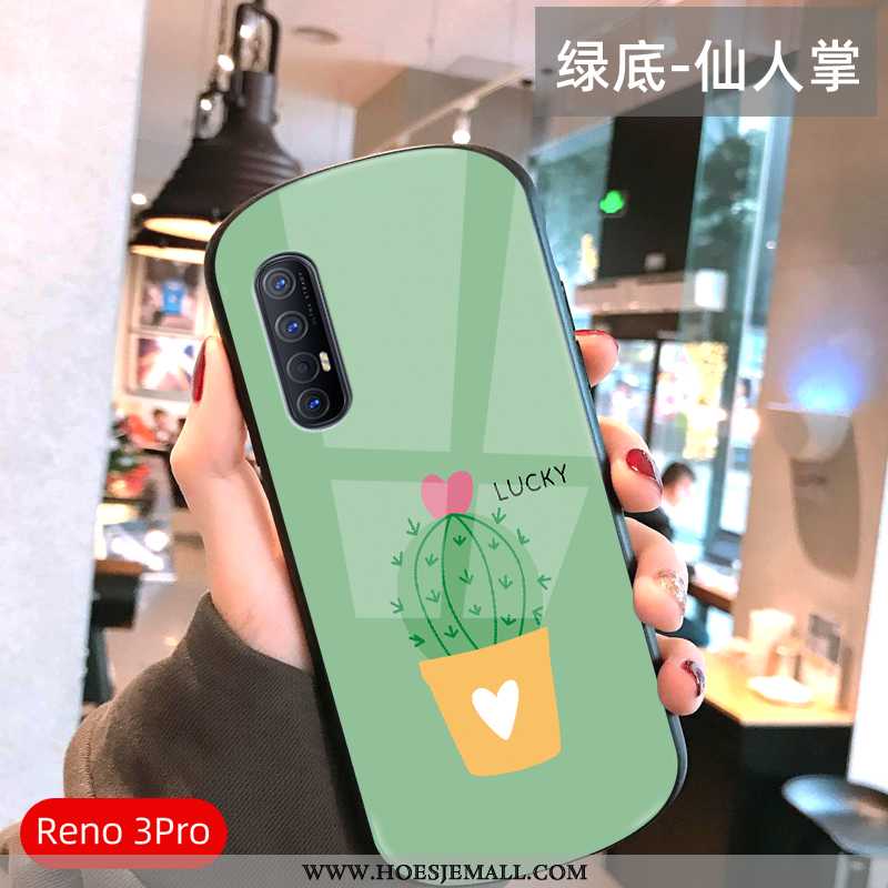 Hoes Oppo Reno 3 Pro Dun Bescherming Groen Glas Mini Spiegel Vers