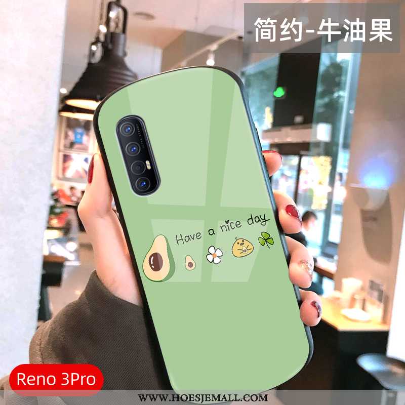 Hoes Oppo Reno 3 Pro Dun Bescherming Groen Glas Mini Spiegel Vers