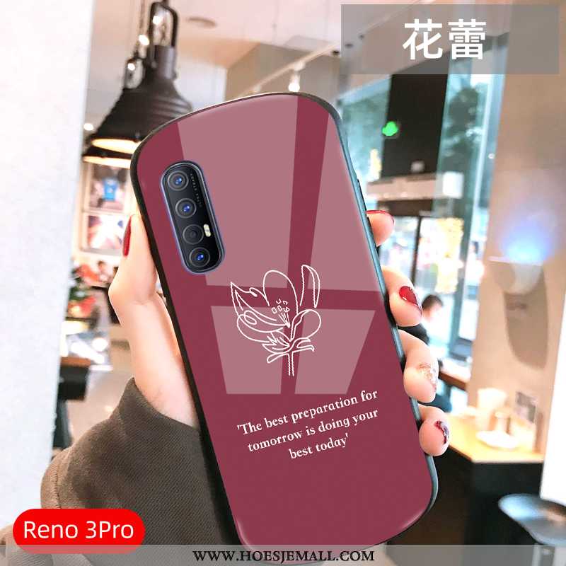 Hoes Oppo Reno 3 Pro Dun Bescherming Groen Glas Mini Spiegel Vers