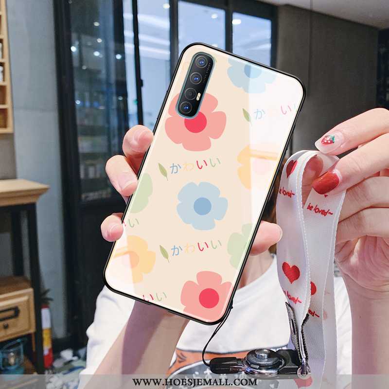 Hoesje Oppo Reno 3 Pro Dun Zacht Siliconen Bloemen Hanger Nieuw Beige